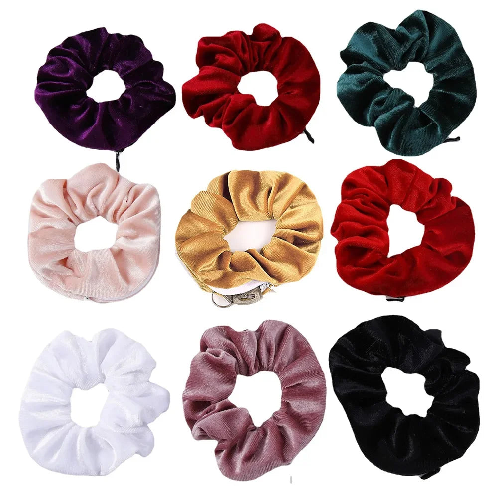 Hidden Zipper Pocket Elastic Scrunchie Stash-Spot Stylish Storage