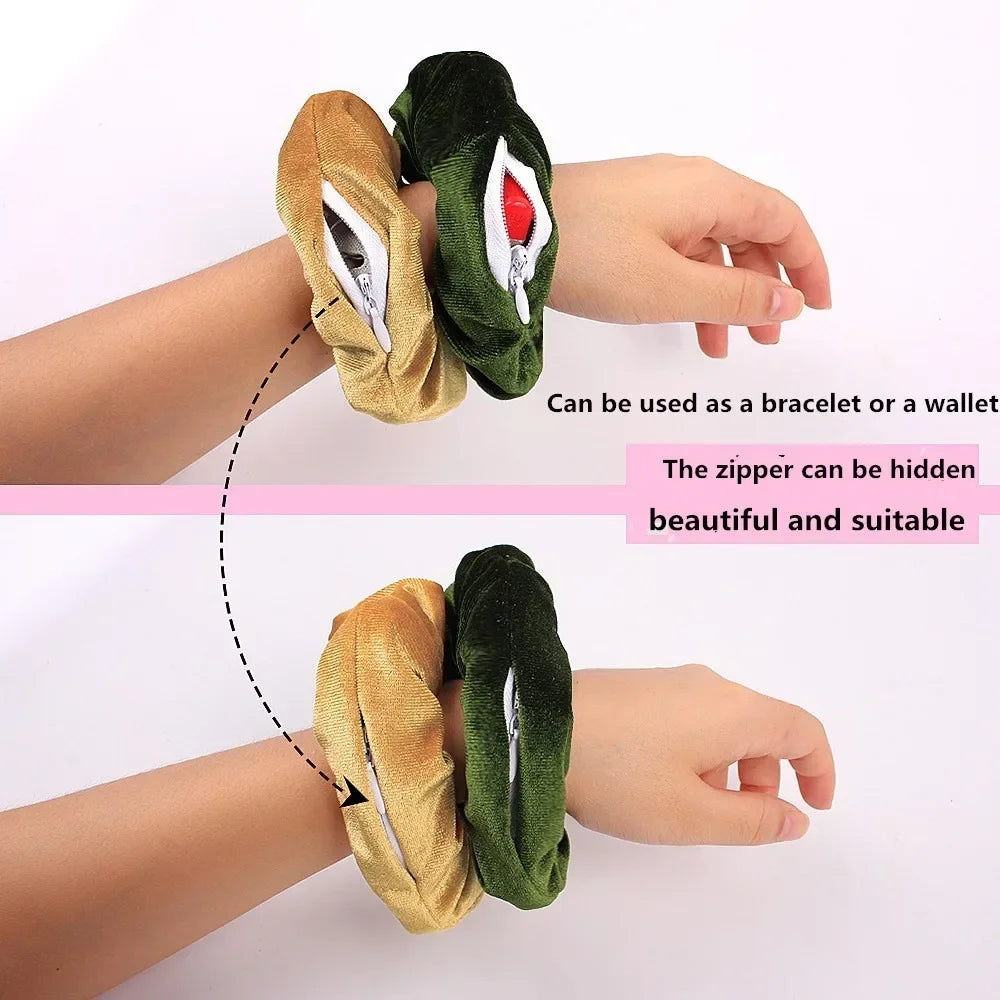 Hidden Zipper Pocket Elastic Scrunchie Stash-Spot Stylish Storage