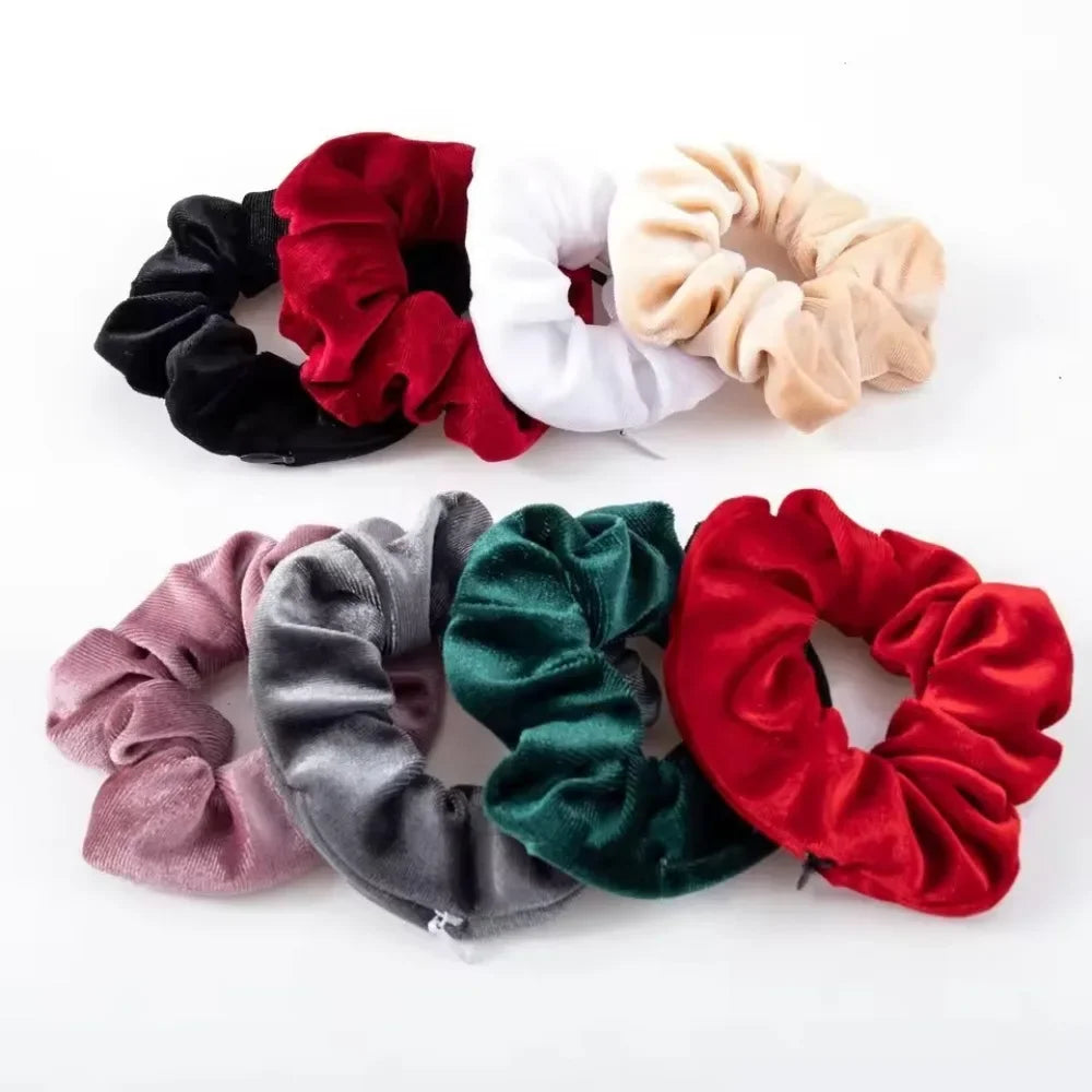 Hidden Zipper Pocket Elastic Scrunchie Stash-Spot Stylish Storage