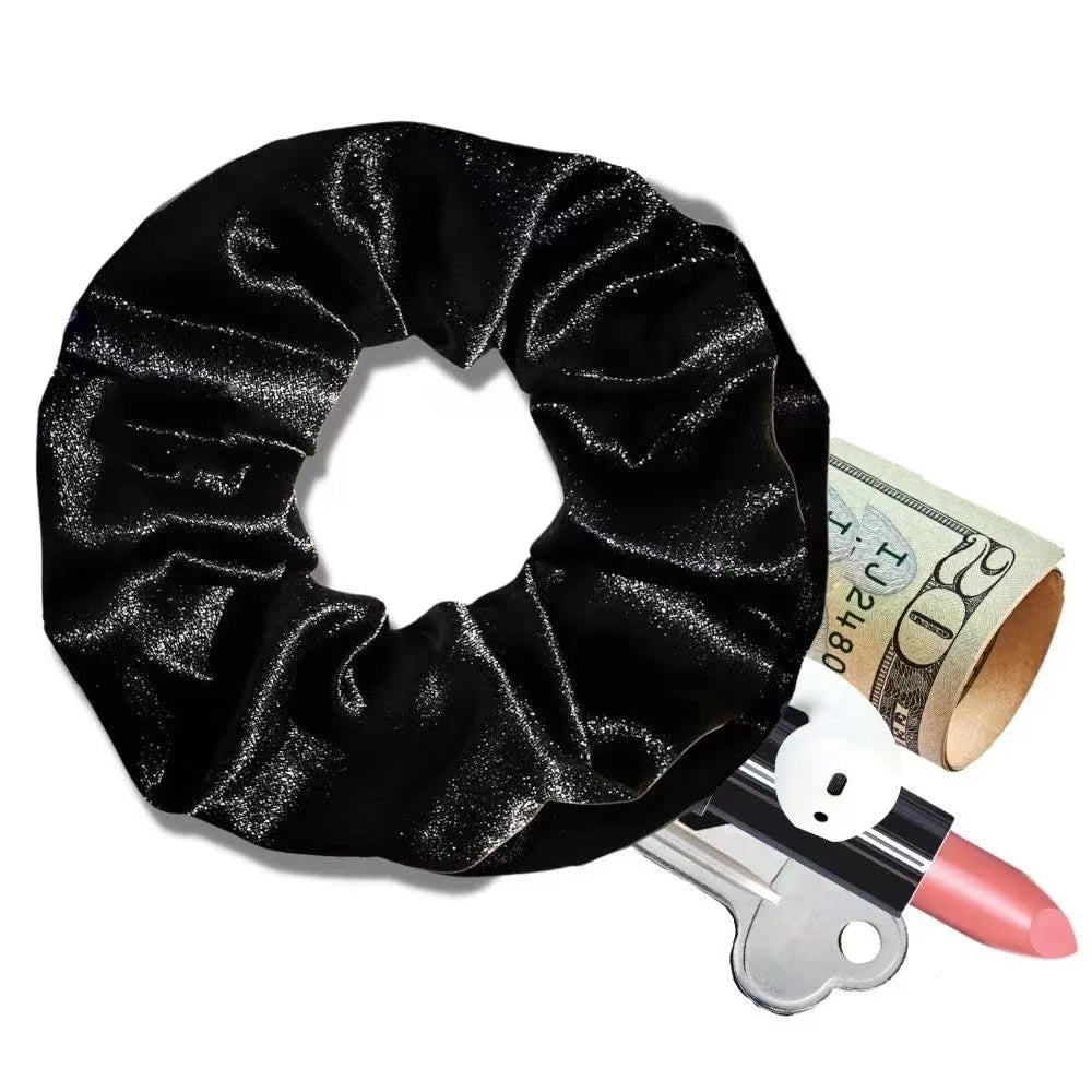 Hidden Zipper Pocket Elastic Scrunchie Stash-Spot Stylish Storage