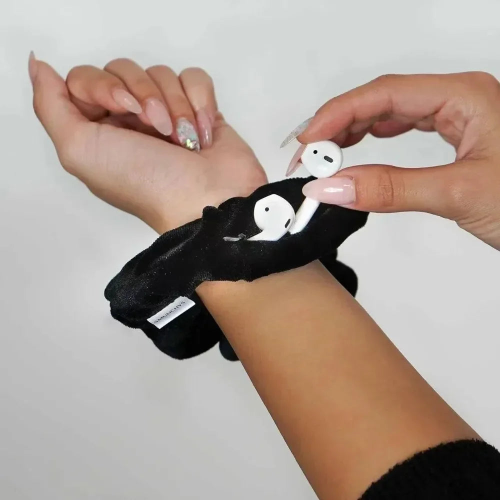 Hidden Zipper Pocket Elastic Scrunchie Stash-Spot Stylish Storage