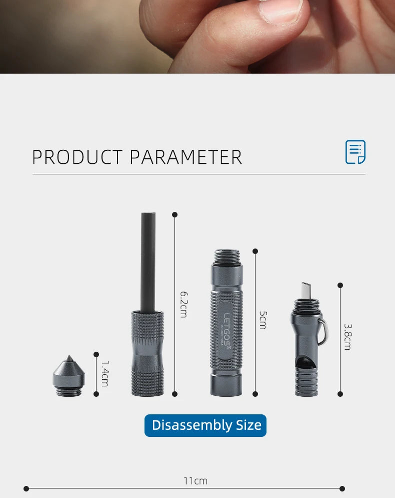 Power whistle product parameter chart with dimensions of a cylindrical tool component.