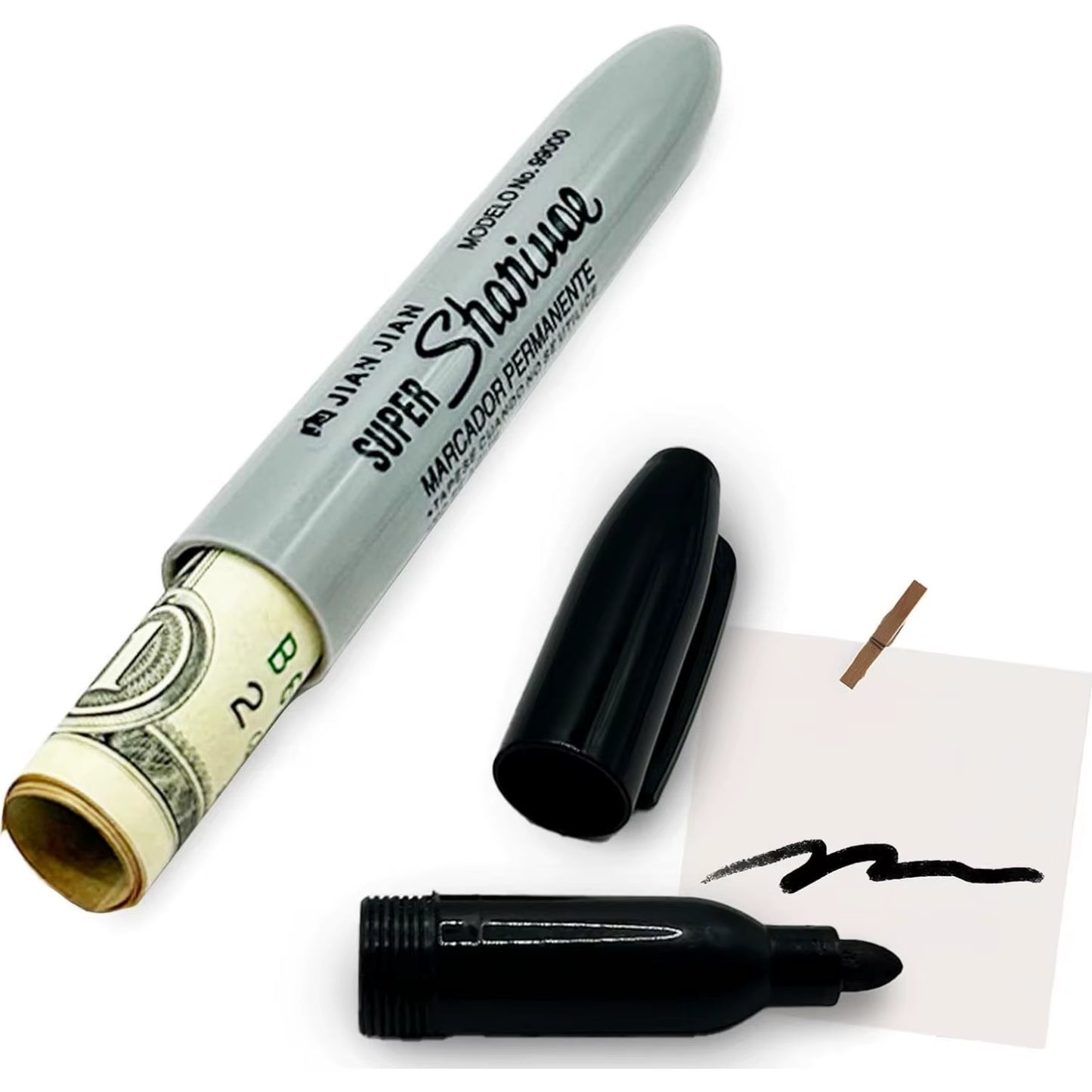 Hollowed out black permanent marker with screw off cap for storing valuables.