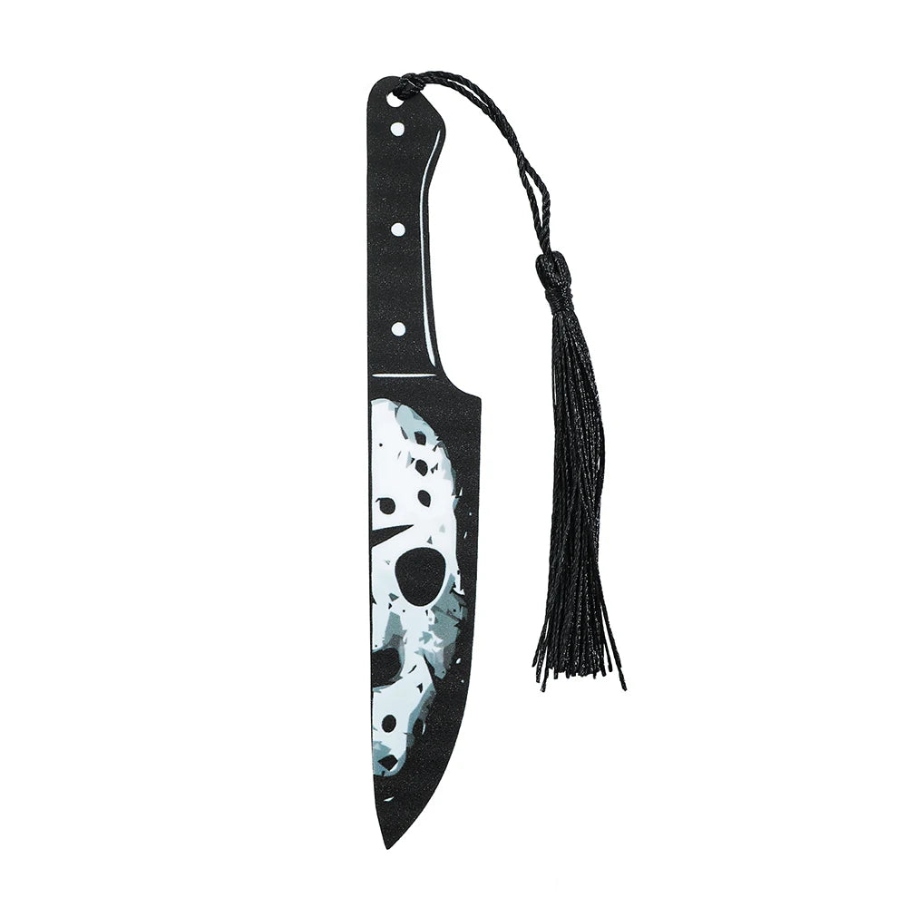 Horror Killer Knife Bookmarks – Chucky, Jigsaw, Pennywise, Jason, Ghostface, Michael Myers | Spooky Acrylic Reading Marker Gifts