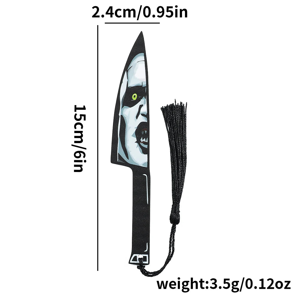 Horror Killer Knife Bookmarks – Chucky, Jigsaw, Pennywise, Jason, Ghostface, Michael Myers | Spooky Acrylic Reading Marker Gifts