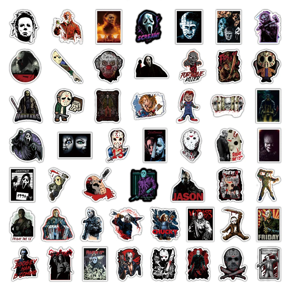 Horror Film Franchise Stickers – Villain Variety Bundle (10/30/50/100 Pack)