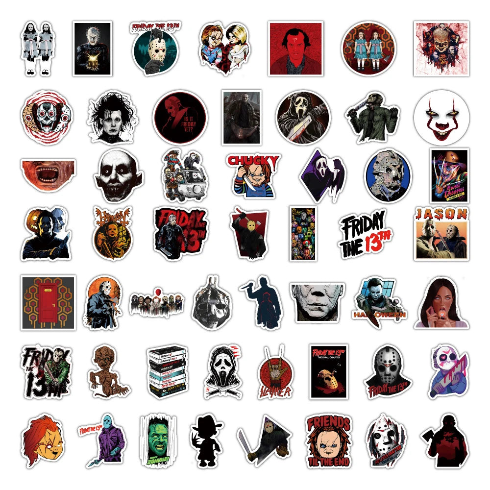 Horror Film Franchise Stickers – Villain Variety Bundle (10/30/50/100 Pack)