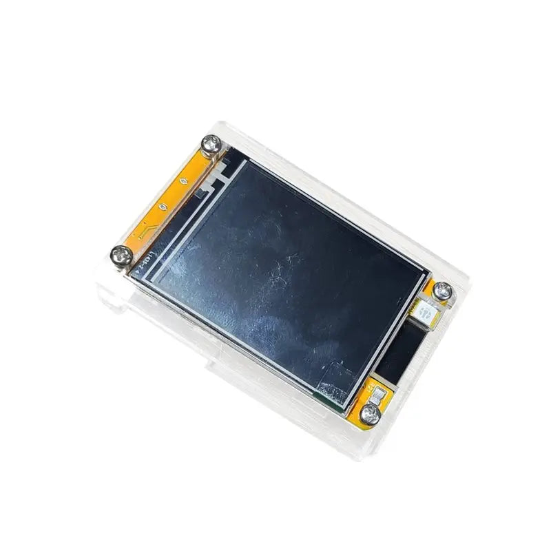 Small NerdMiner electronic display module with a dark screen on a white background
