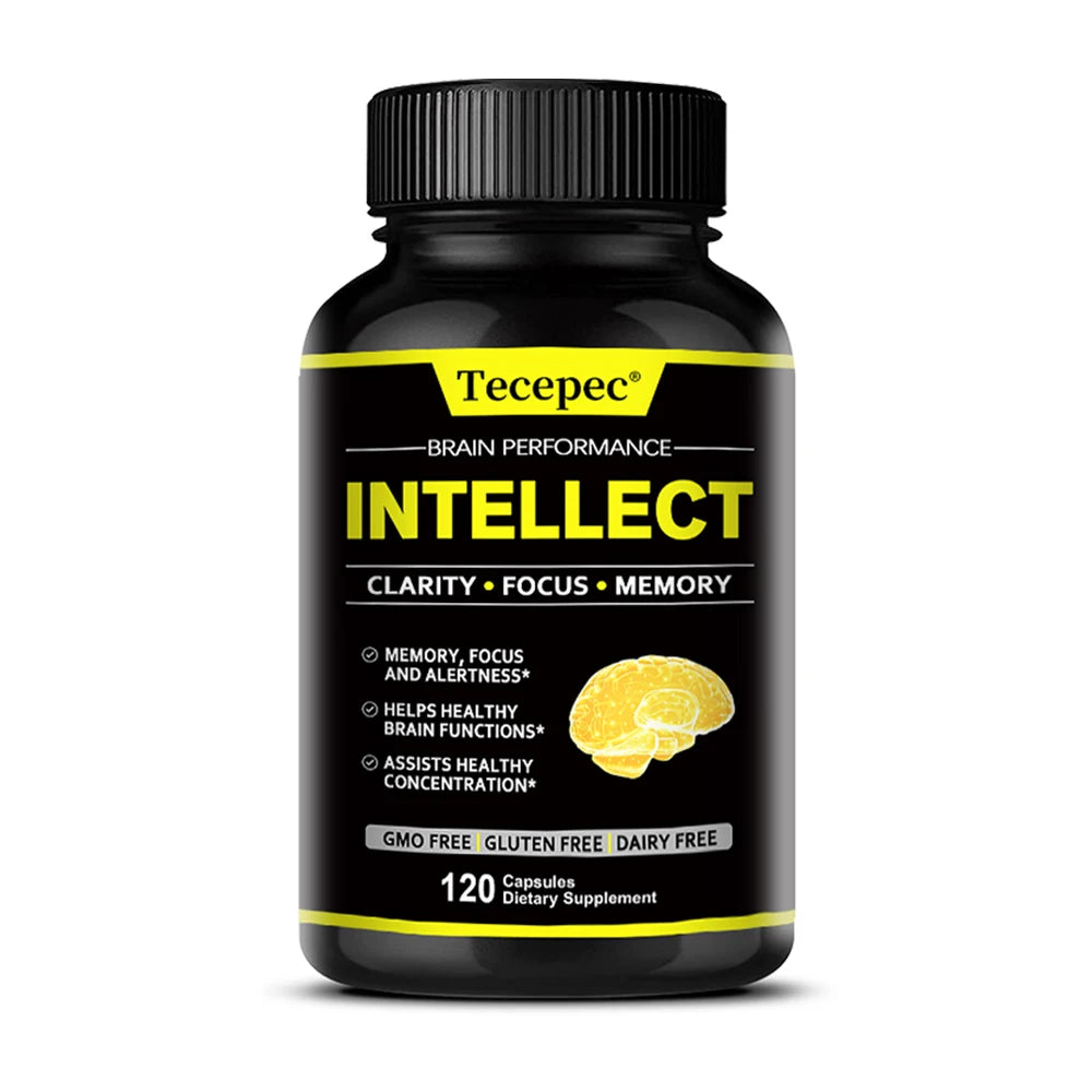 Intellect brain performance supplement bottle on a white background