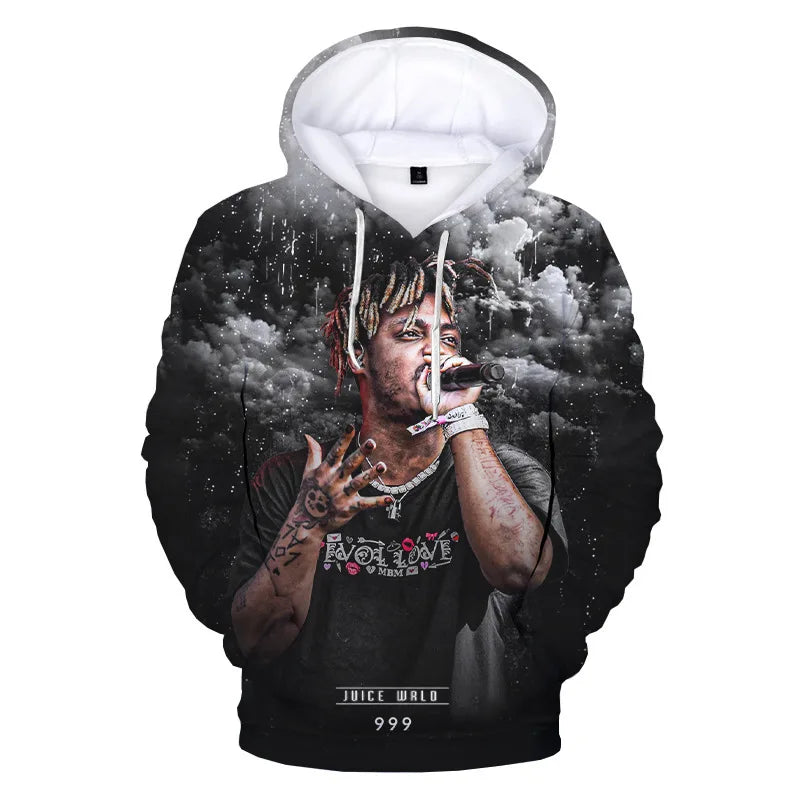 Official Juice WRLD 999 All-Over Print Hoodies | Legends Never Die Rap Tribute Merch
