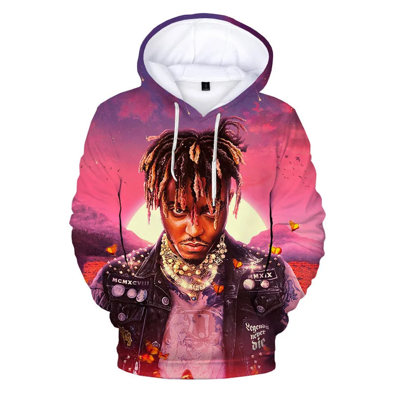 Official Juice WRLD 999 All-Over Print Hoodies | Legends Never Die Rap Tribute Merch