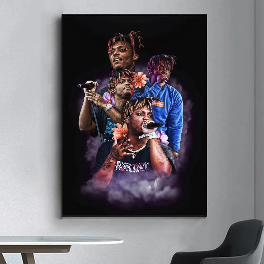Juice WRLD wall poster featuring 999 theme and vibrant colors