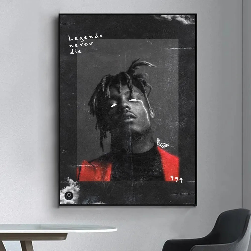 Juice WRLD wall poster featuring 999 theme and vibrant colors