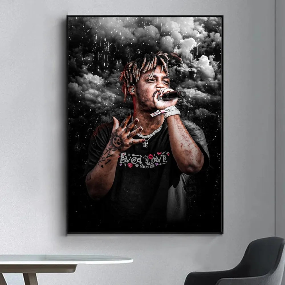 Juice WRLD wall poster featuring 999 theme and vibrant colors