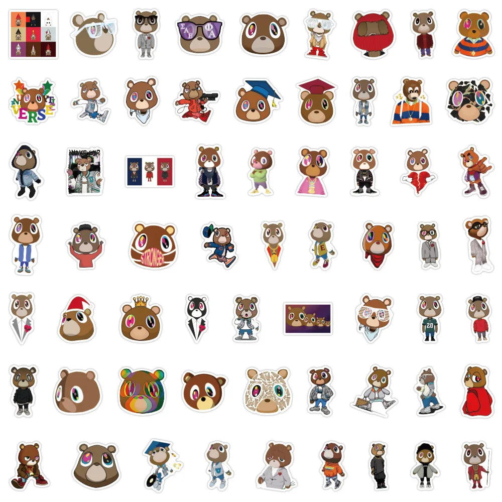 Yeezy Graduation Bear Sticker Bundle – Kanye West Stickers (10/30/60 Pack) Waterproof Vinyl