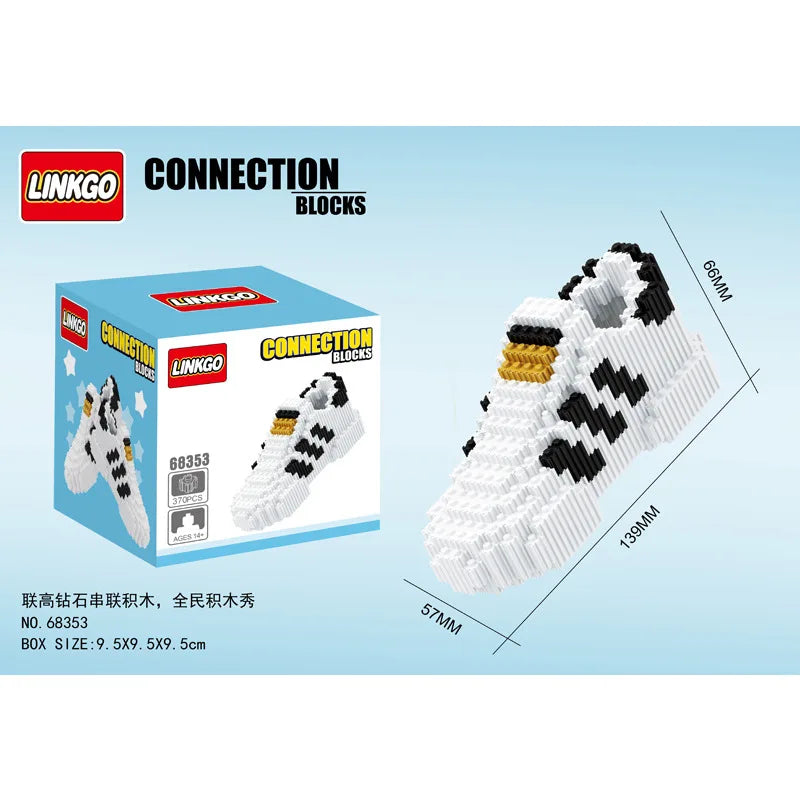 LINK-GO Sneakerhead Building Brick Kicks & Sneaker Block Puzzle | DIY Mini Interlocking Build Bricks Puzzles for Footwear Puzzling Players, Sneaker Loves & Shoe Enthusiasts