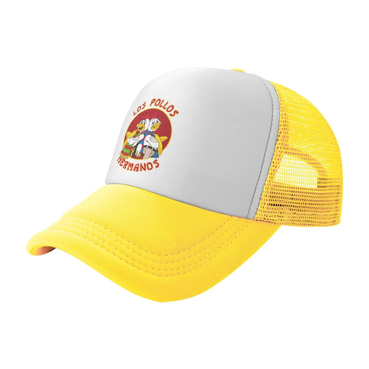 Los Pollos Hermanos yellow and white mesh snapback hat from Breaking Bad