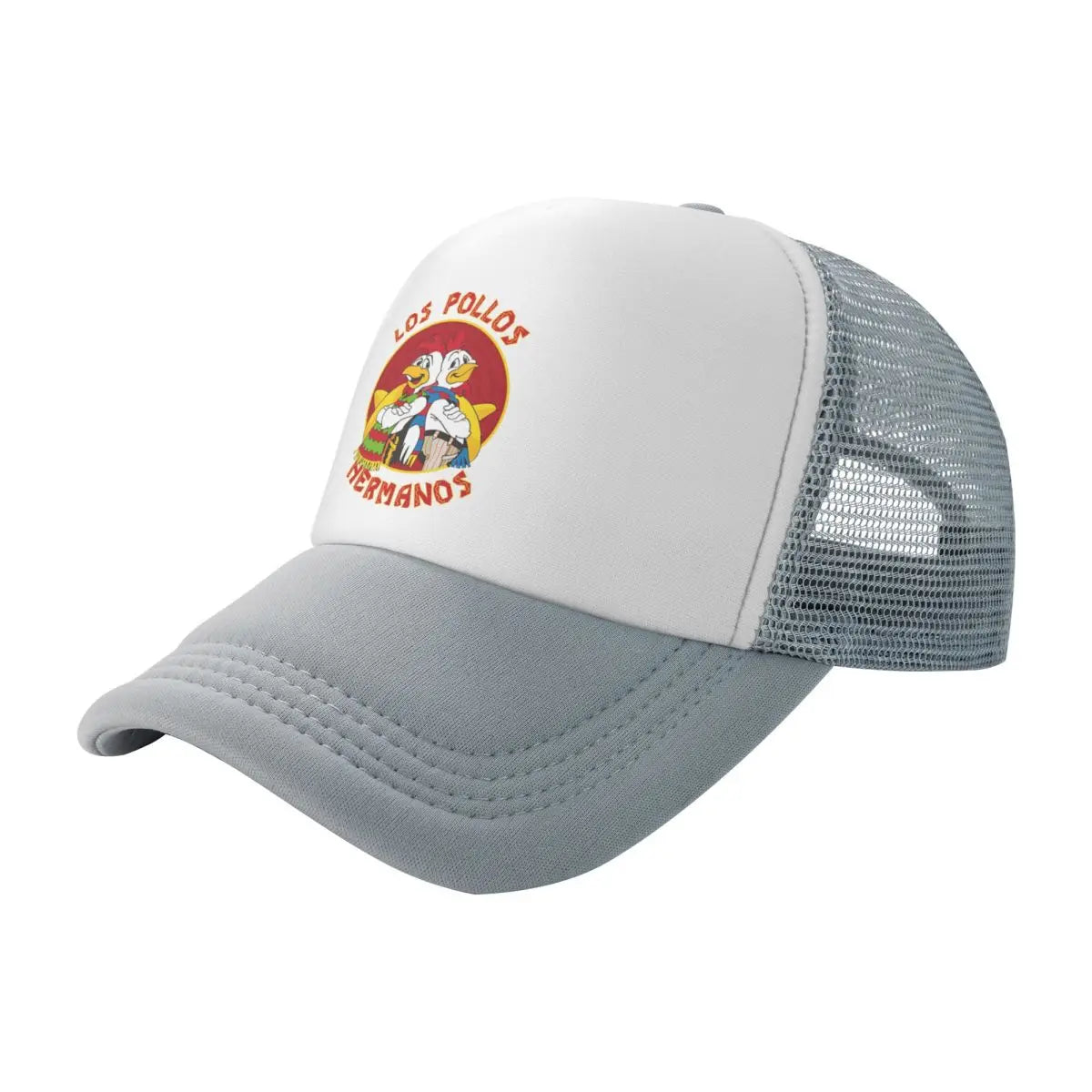 Los Pollos Hermanos grey and white mesh snapback hat from Breaking Bad