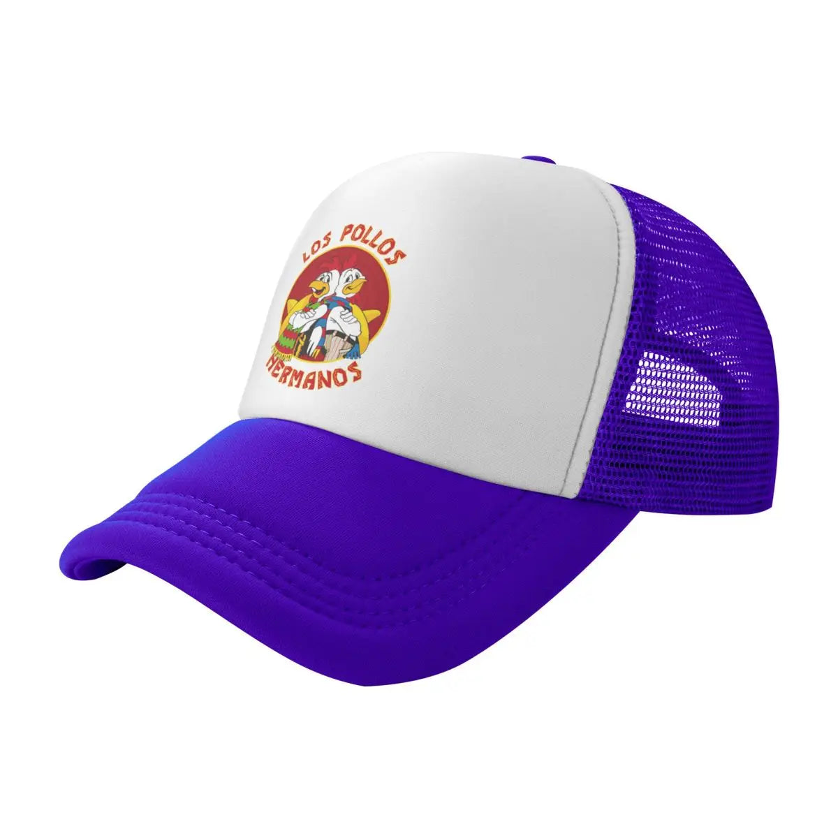 Los Pollos Hermanos purple and white mesh snapback hat from Breaking Bad