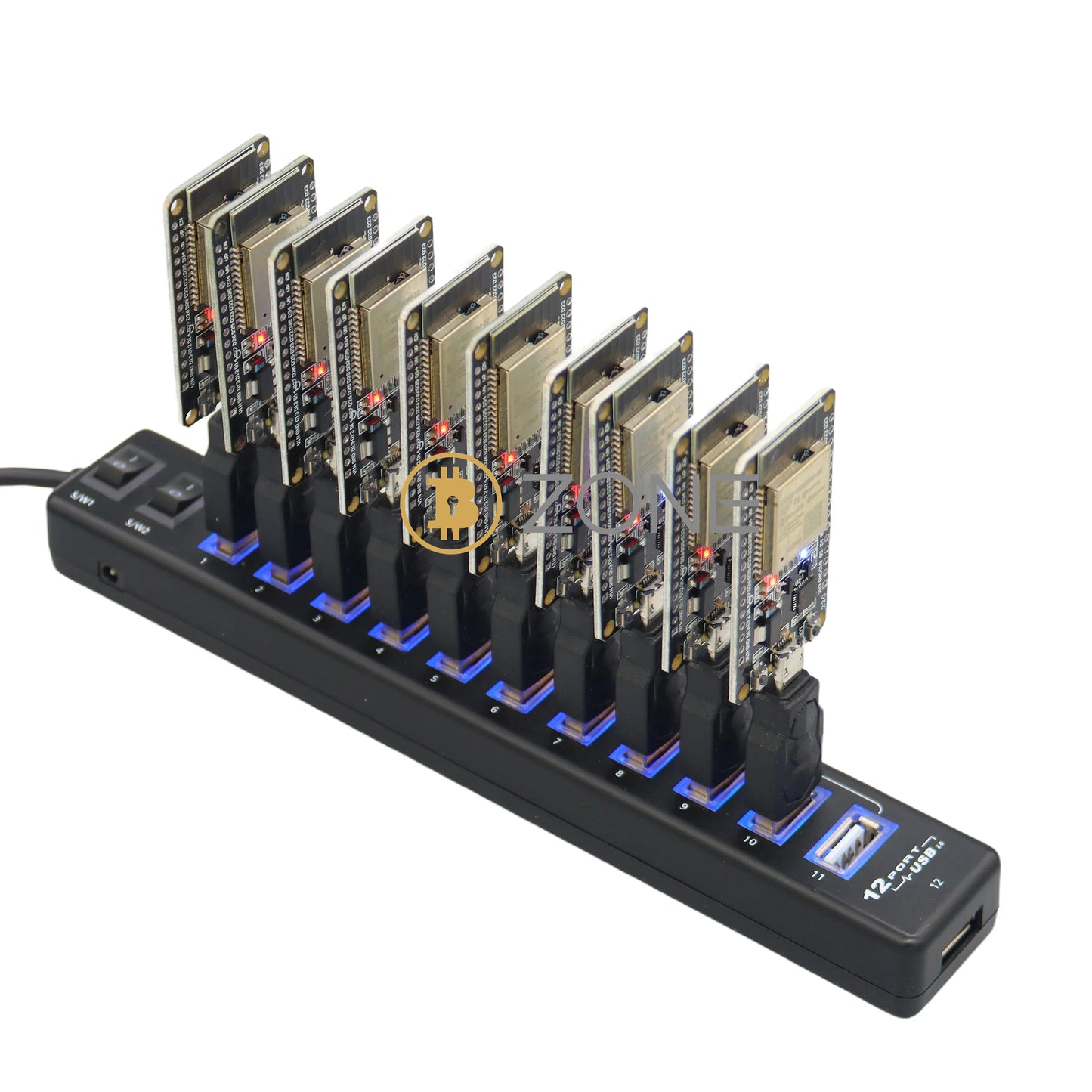 NerdMiner V2 10-Port Station Hub | 550kH/s Solo Blockchain Solution