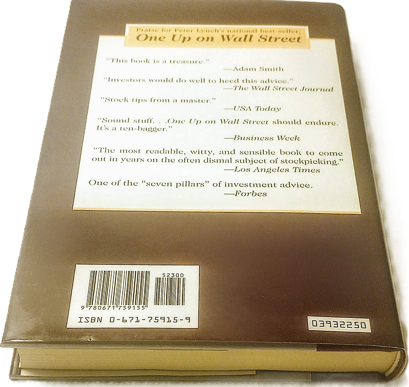 Autographed Peter Lynch “Beating the Street” Hardcover – First Edition, Signed Collector’s Copy