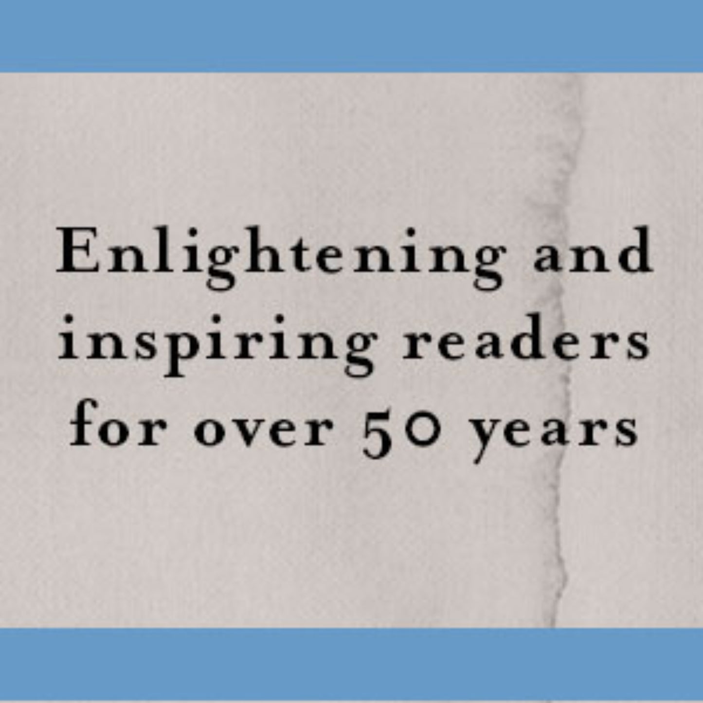 Text from book 'Make Me Rain: Poems & Prose' by Nikki Giovanni, that reads 'Enlightening and inspiring readers for over 50 years' on a textured background with blue bars at the top and bottom.