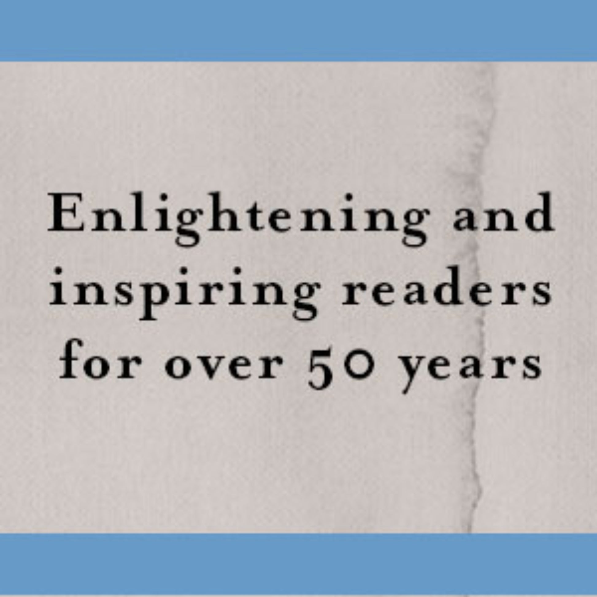 Text from book 'Make Me Rain: Poems & Prose' by Nikki Giovanni, that reads 'Enlightening and inspiring readers for over 50 years' on a textured background with blue bars at the top and bottom.