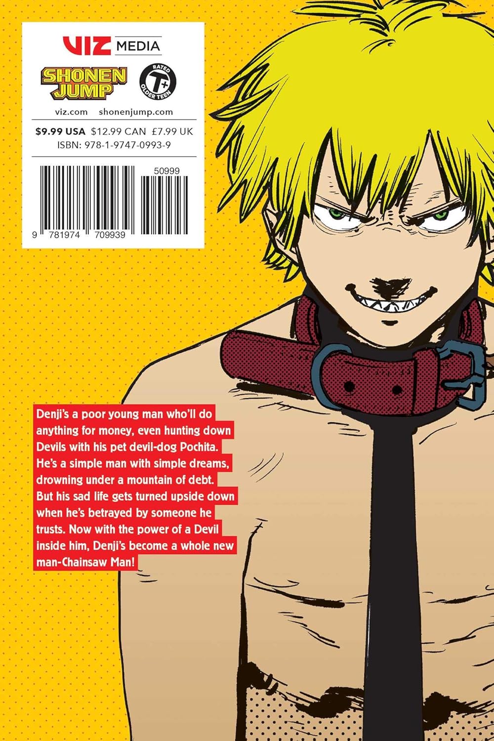 Anime character with a collar on a Viz Media Shonen Jump book cover