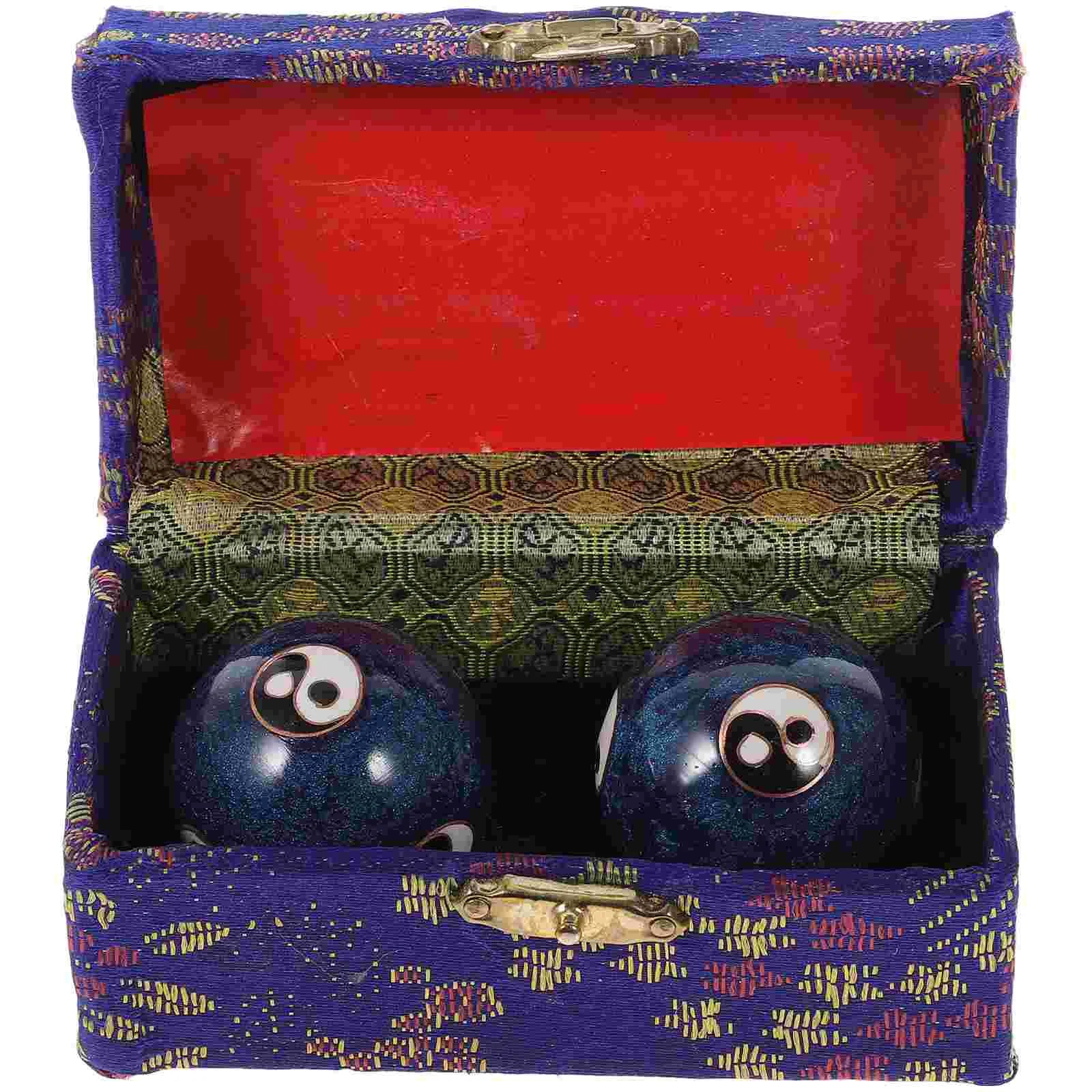 Set of two Meditation Baoding Balls with Yin-Yang branding Stress-Buster Relaxation Ball-Set in storage box.