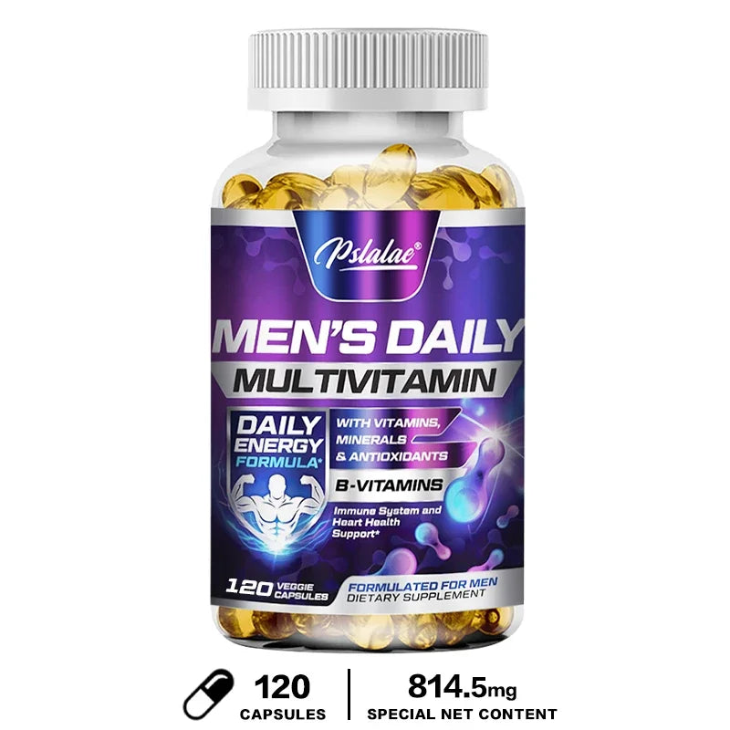 Men's Daily Multivitamin bottle with purple label on a white background