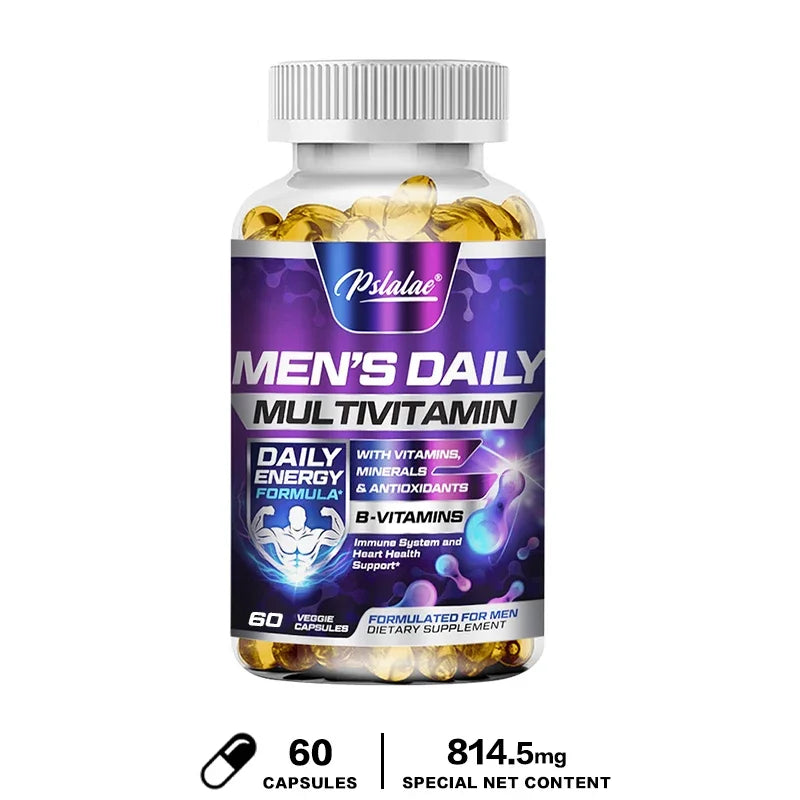 Men's Daily Multivitamin bottle with purple label on a white background