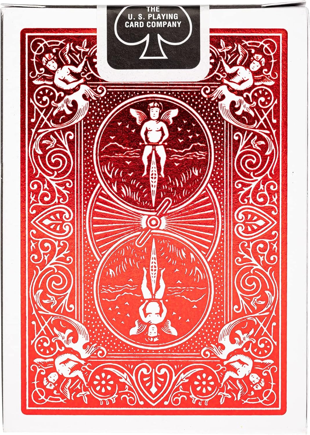 Back of Metalluxe Red Playing Card Foil Back Crimson Deck