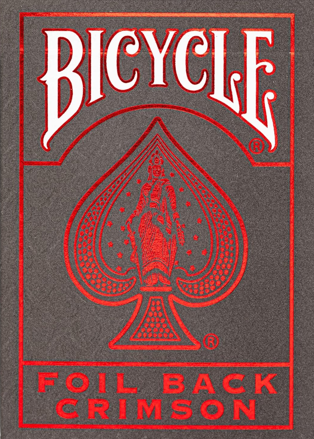 Front of Metalluxe Red Playing Card Foil Back Crimson Deck