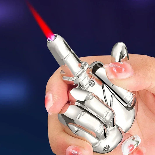 Middle Finger Torch Lighter – Refillable Butane "Bird Flipper" Jet Flame
