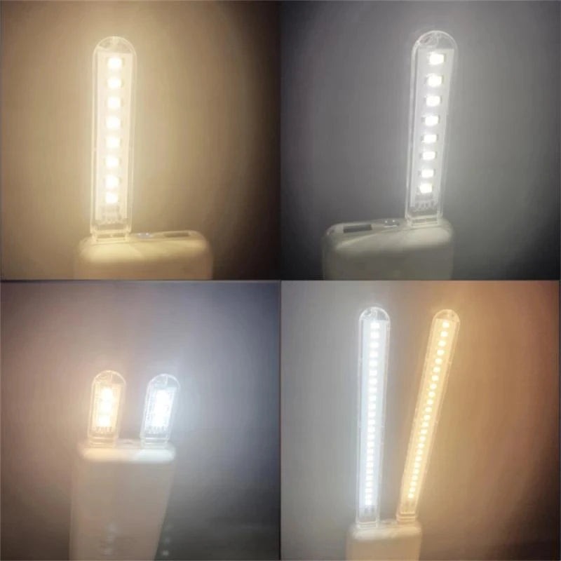 LED light bulb showing different color temperatures on a neutral background