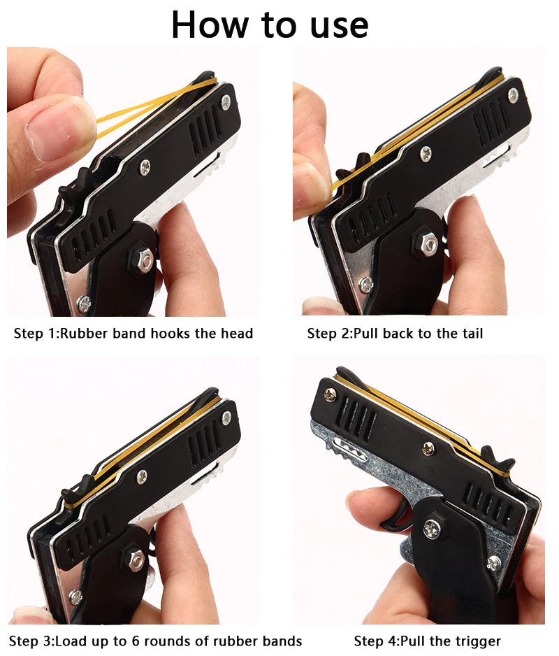 Mini folding rubber band gun keychain decoy toy