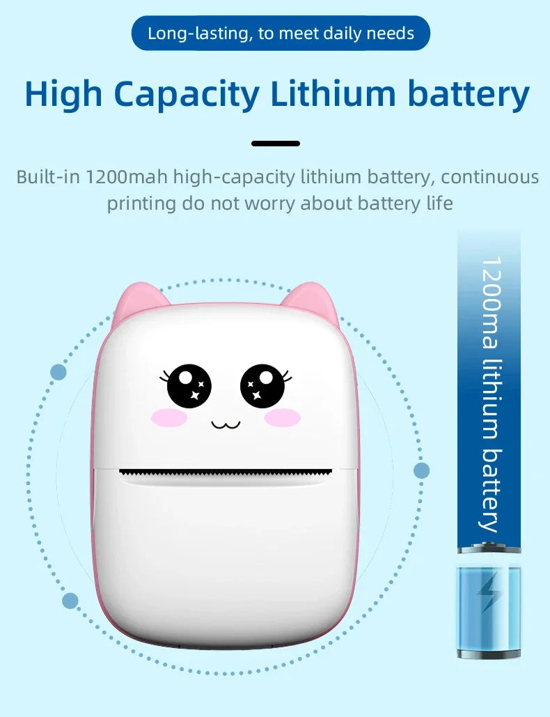 Mini Thermal Cat Portable Printer | Bluetooth Printing