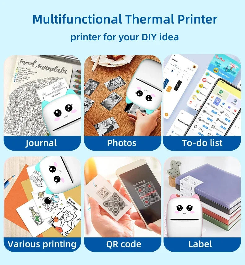 Mini Thermal Cat Portable Printer | Bluetooth Printing