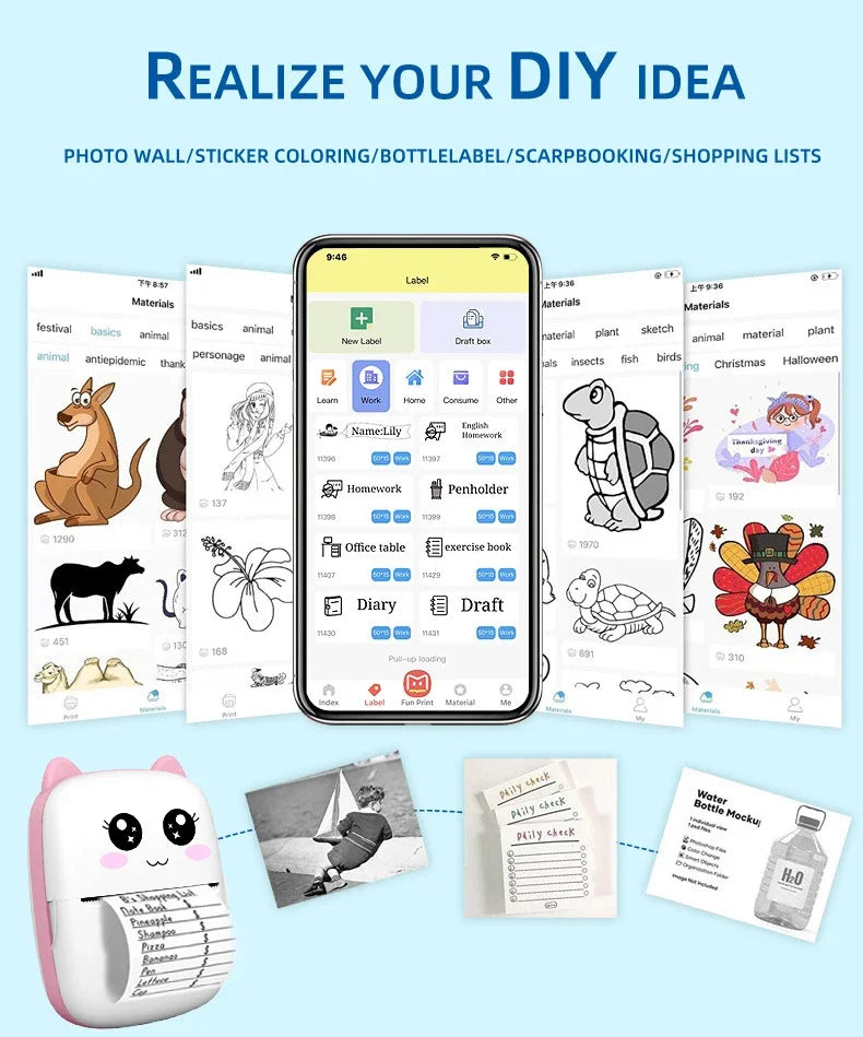 Mini Thermal Cat Portable Printer | Bluetooth Printing