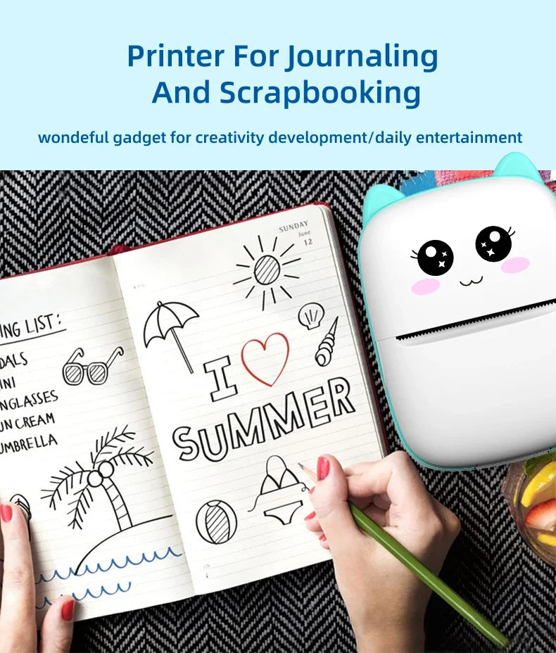 Mini Thermal Cat Portable Printer | Bluetooth Printing