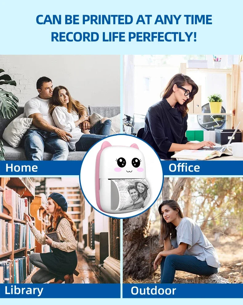 Mini Thermal Cat Portable Printer | Bluetooth Printing
