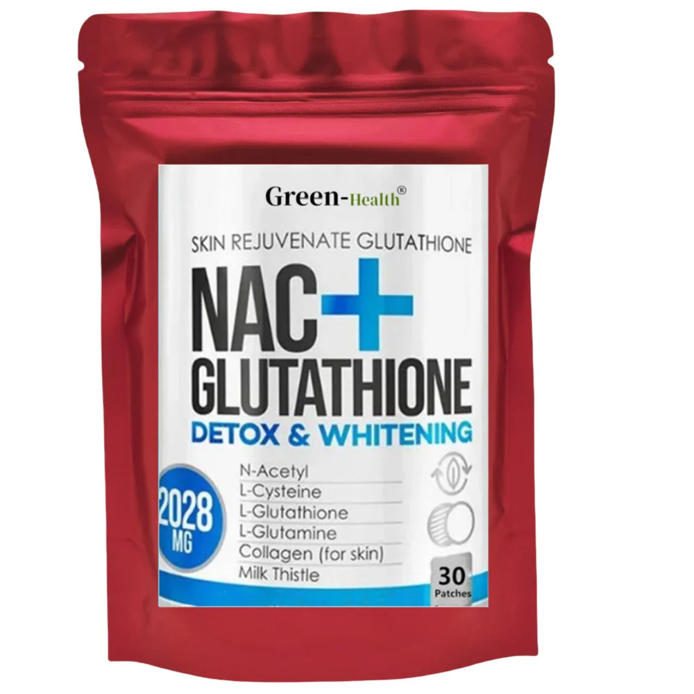 Red package of Green-Health NAC+ Glutathione with white label on a white background