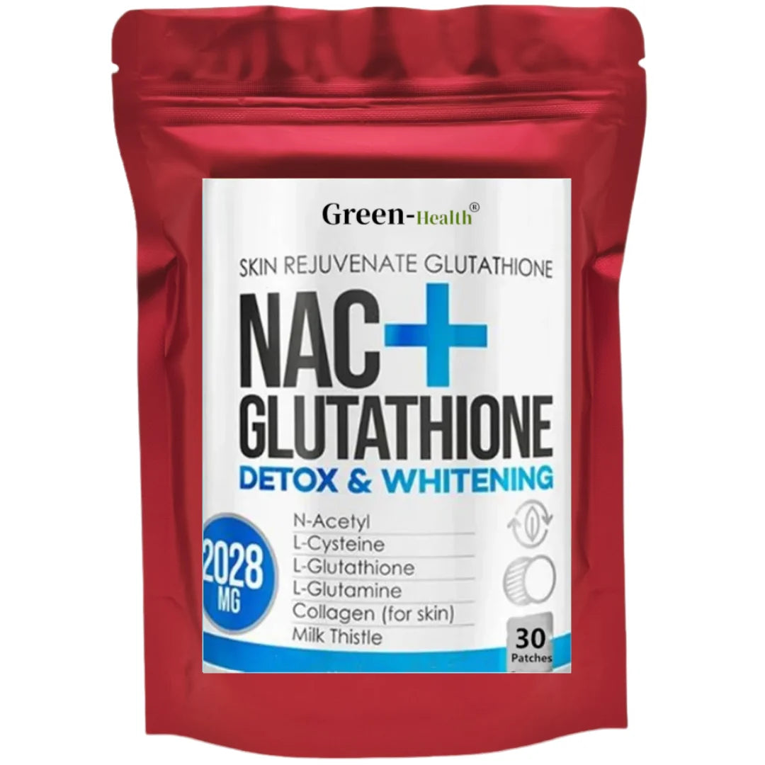 Red package of Green-Health NAC+ Glutathione with white label on a white background