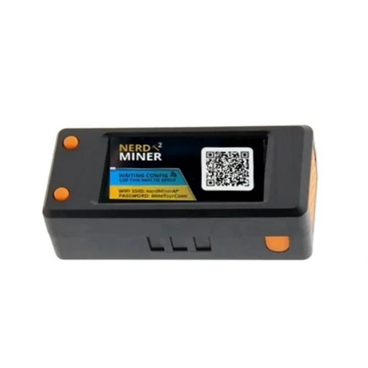 SuperDeals Nerd Miner V2.0 T-Display-S3 solo Bitcoin lottery machine in its protective shell.