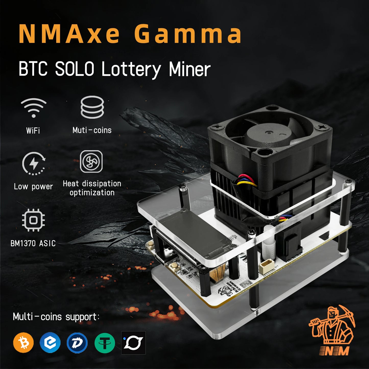 NerdMiner NMAxe Gamma | 1.0–1.3TH/s BM1370 High-Power ASIC