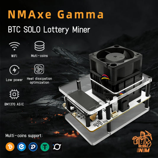 NerdMiner NMAxe Gamma Solo BTC Miner (BM1370, 1.0–1.3 TH/s, Wi-Fi, USB-PD)