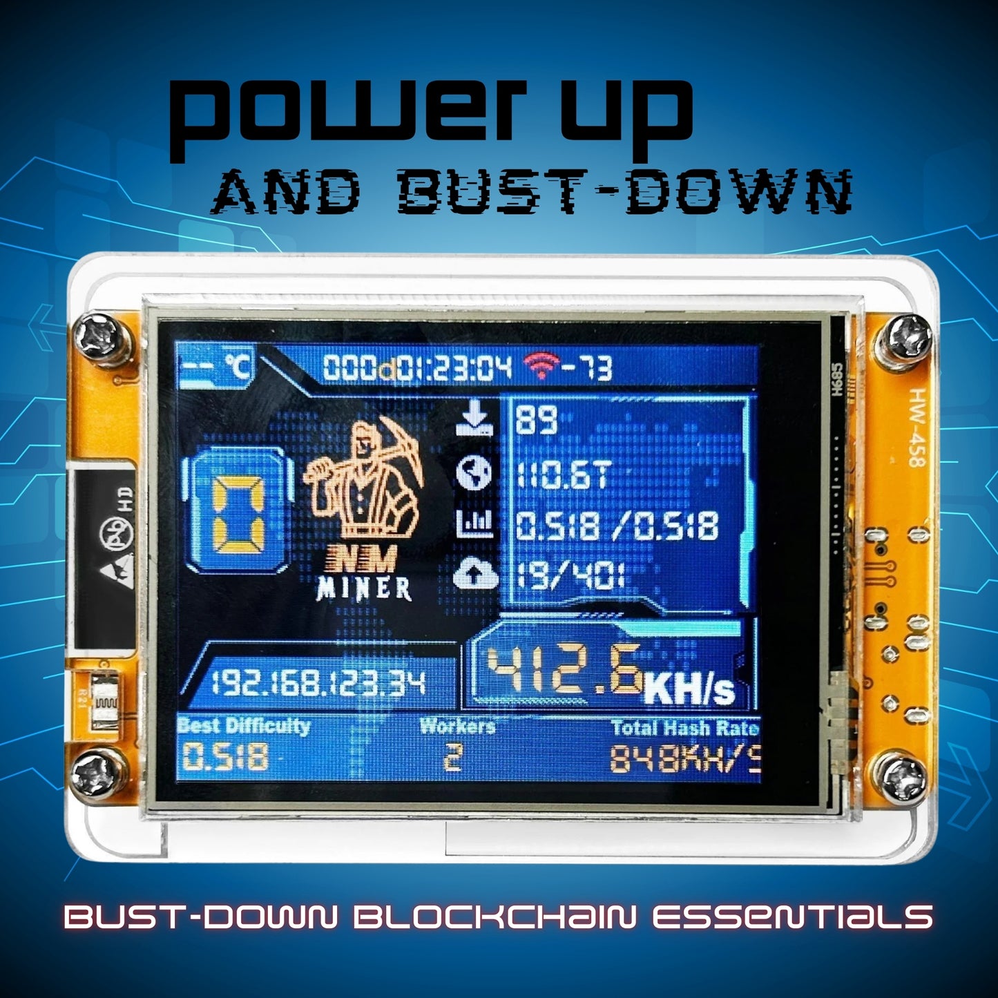 926KH/s BTC ESP32 Bitcoin Lucky Miner 2.8" Smart Display NerdMiner V2 Hashrate | Solo Lottery NMMiner