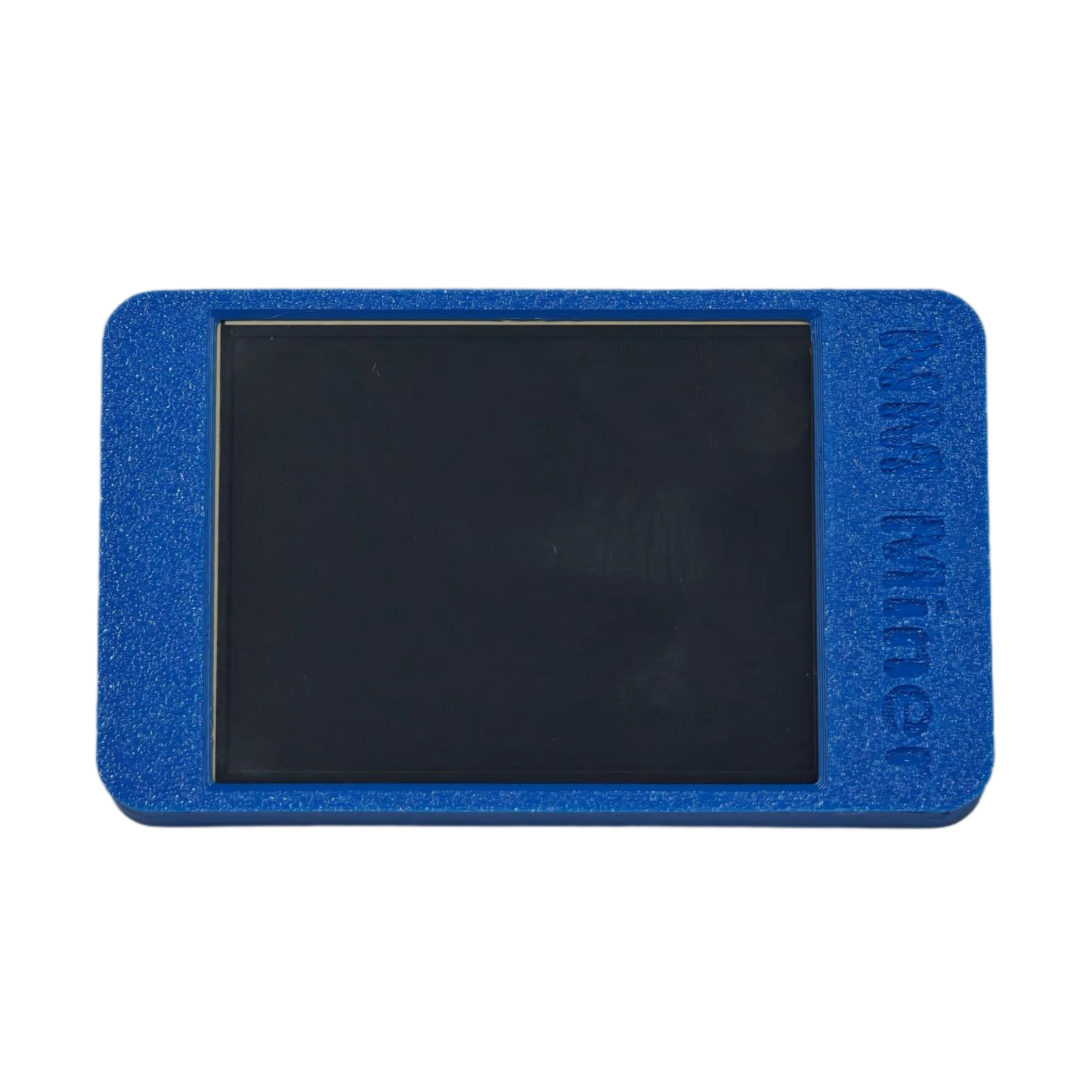 Compact NerdMiner ESP32-WROOM-32 module housing in blue with easy-access user keys and sleek 3D printed finish.