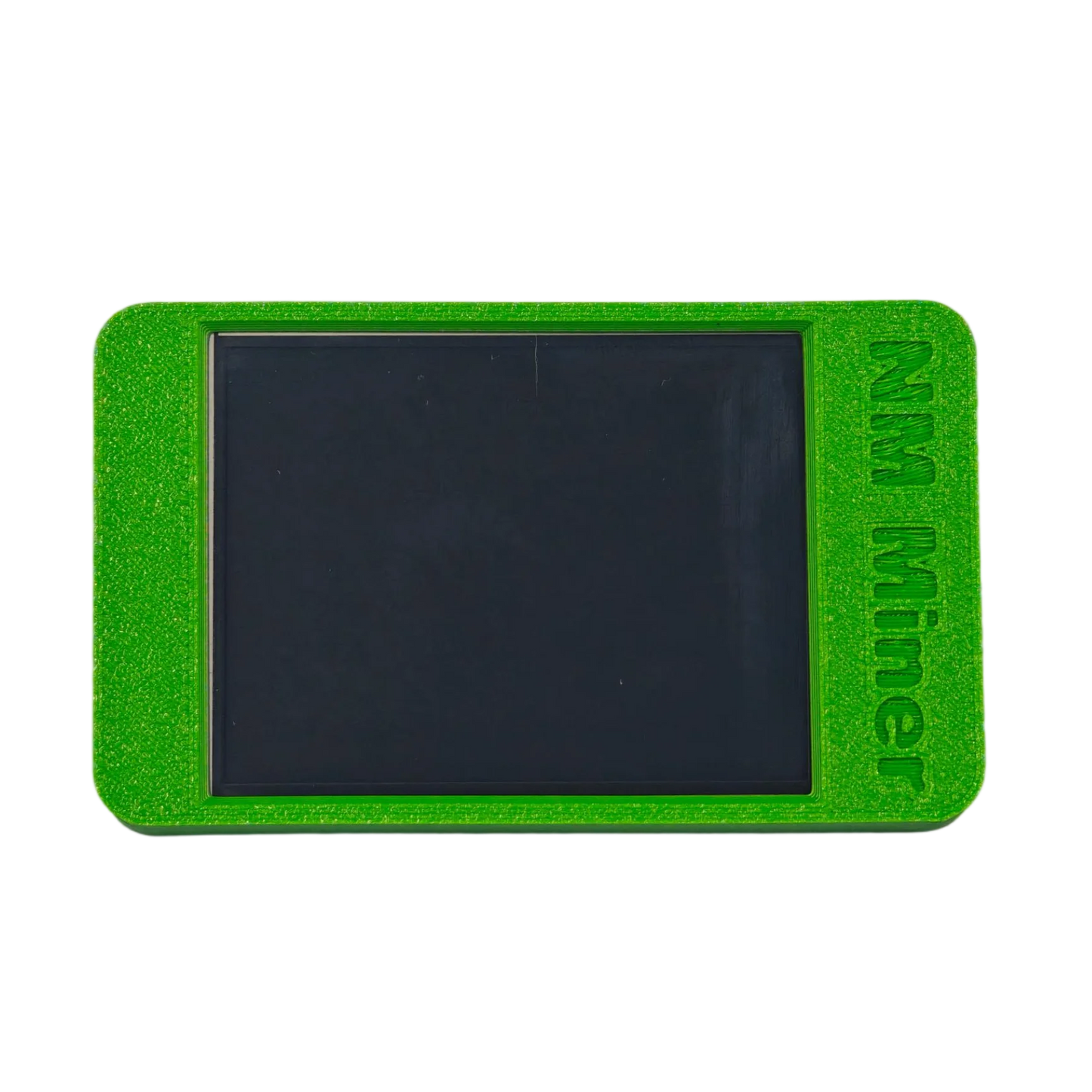 Compact NerdMiner ESP32-WROOM-32 module housing in tech green with easy-access user keys and sleek 3D printed finish.