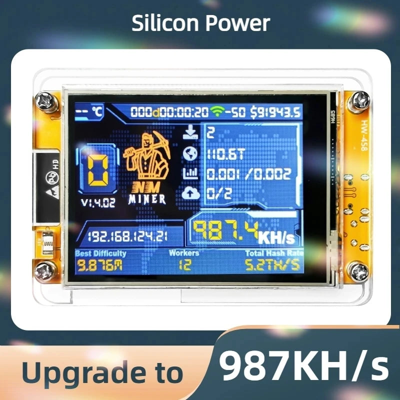 926KH/s BTC ESP32 Bitcoin Lucky Miner 2.8" Smart Display NerdMiner V2 Hashrate | Solo Lottery NMMiner